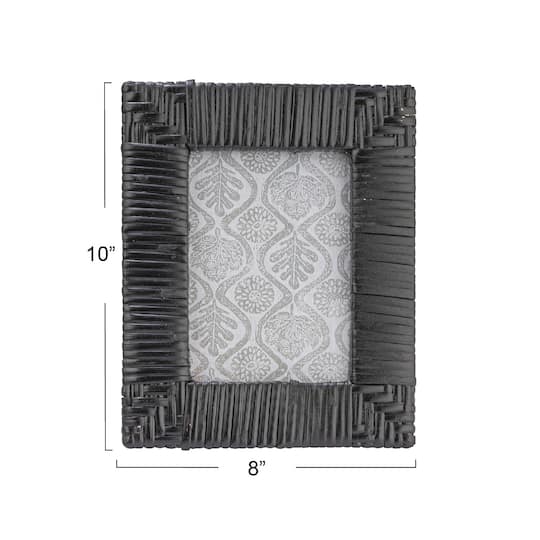 Hello Honey® Black Handwoven Rattan Photo Frame